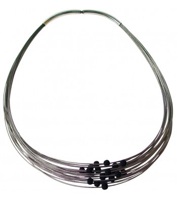 TELAR2-LAVA, STAINLESS STEEL 25-STRAND NECKLACE. Original Handcrafted Jewel - VOCTELAR2LA02 - Original Version