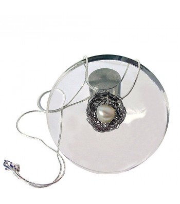 BALL-PEARL, STAINLESS STEEL PENDANT. Original Handcrafted Jewel - VOCBALL02PER - Original Version