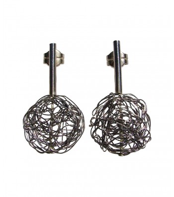BALL, STERLING SILVER EARRING. Original Handcrafted Jewel - VOPBALL1101A - Original Version